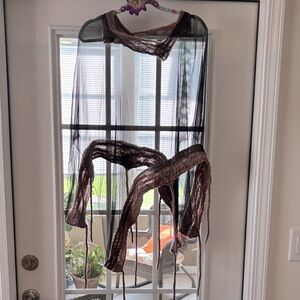 Sheer Black and Brown Scarf/top/accent piece